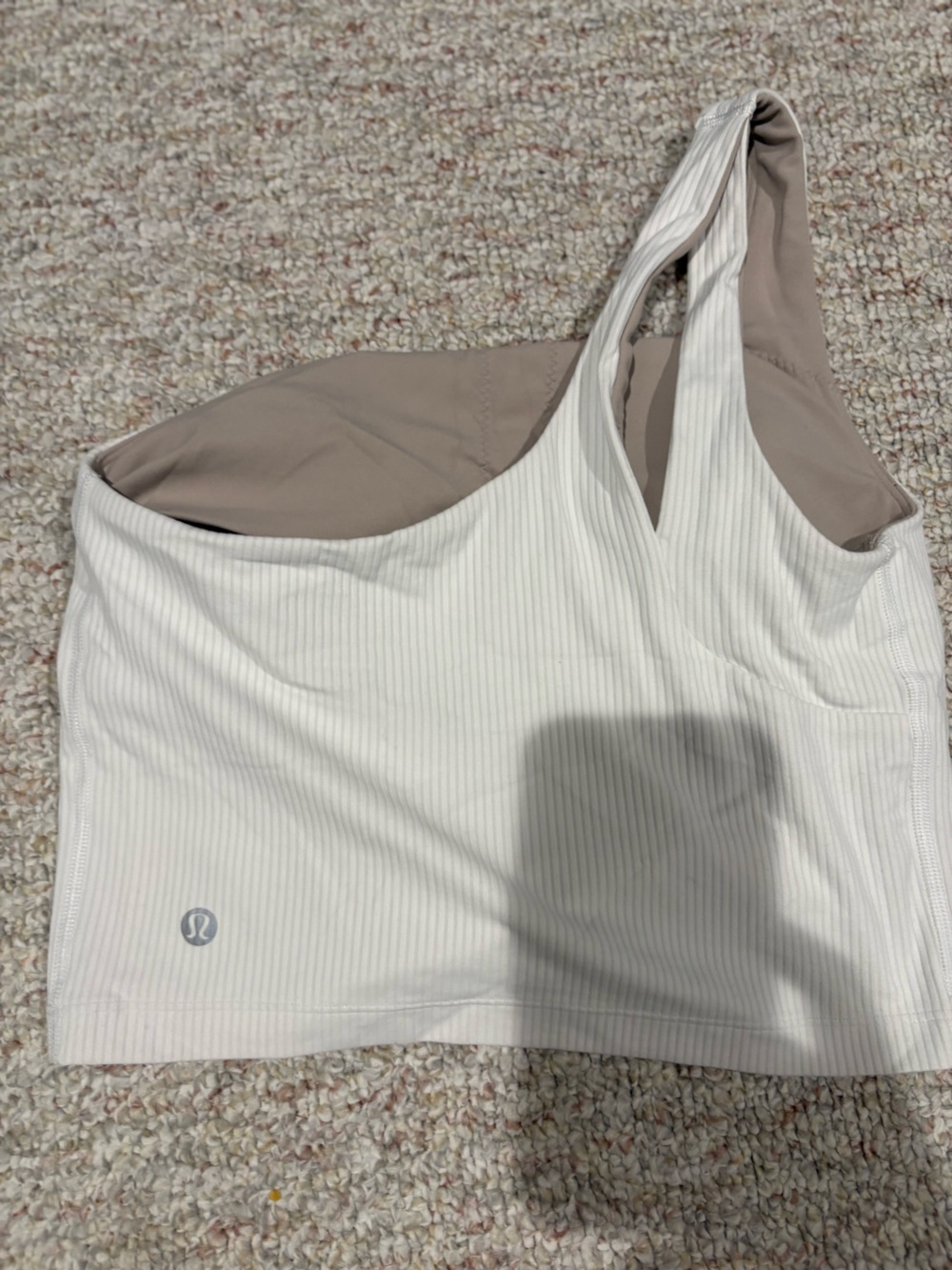 lululemon athletica One-Shoulder Ribbed Sports Bra — Light Beige/Cream